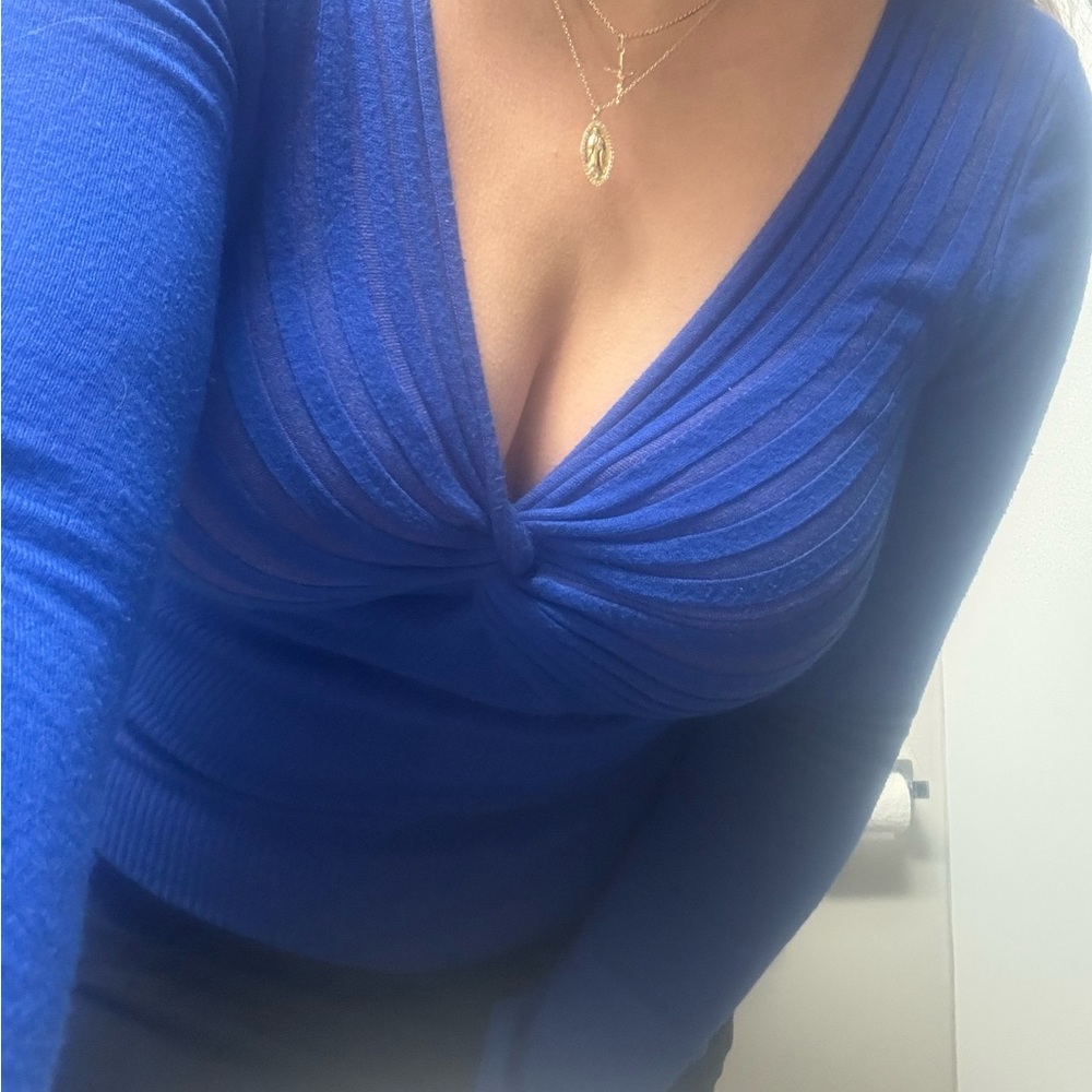 Candie's Vibrant Blue Twist-Front Blouse